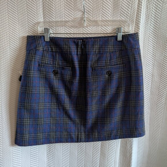 GAP NWT  Wool Blend Blue Plaid Mini Skirt Size 8 Academia Preppy Classic - Picture 8 of 12